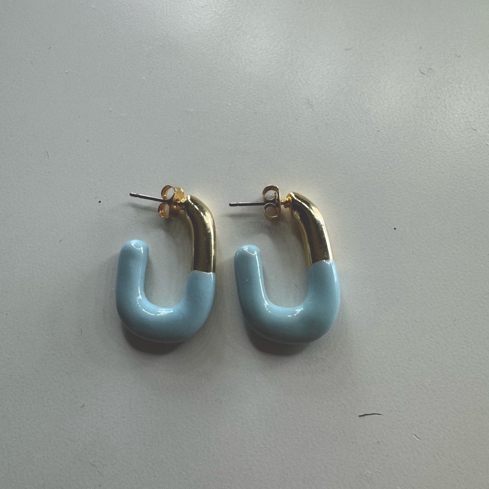 ALV Jewels Gold and Blue Hoop Earrings